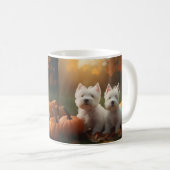 West Highland White Terrier Welppy Autumn Pumpkin Kaffeetasse (VorderseiteRechts)