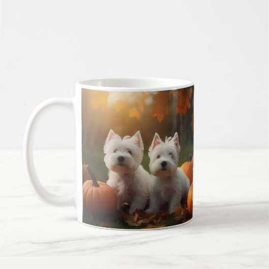 West Highland White Terrier Welppy Autumn Pumpkin Kaffeetasse (Links)