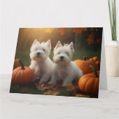 West Highland White Terrier Welppy Autumn Pumpkin Karte (Vorderseite)