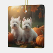 West Highland White Terrier Welppy Autumn Pumpkin Keramikornament (Links)
