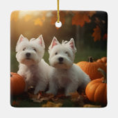 West Highland White Terrier Welppy Autumn Pumpkin Keramikornament (Rückseite)