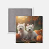 West Highland White Terrier Welppy Autumn Pumpkin Magnet (Vorderseite/Rückseite)