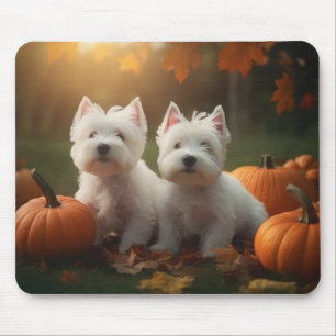 West Highland White Terrier Welppy Autumn Pumpkin Mousepad