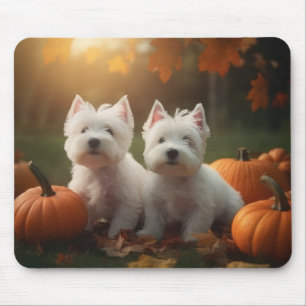 West Highland White Terrier Welppy Autumn Pumpkin Mousepad