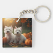 West Highland White Terrier Welppy Autumn Pumpkin Schlüsselanhänger (Rückseite)