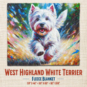 West Highland White Terrier "Westie" Dog Portrait Fleecedecke