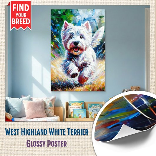 West Highland White Terrier "Westie" Dog Portrait Poster
