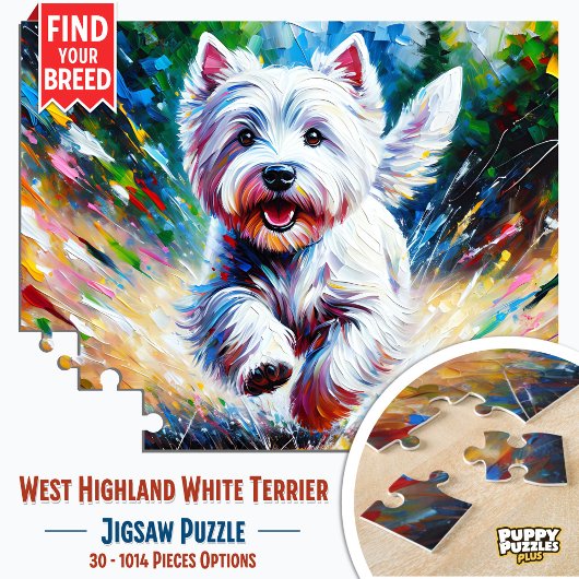 West Highland White Terrier "Westie" Dog Portrait Puzzle