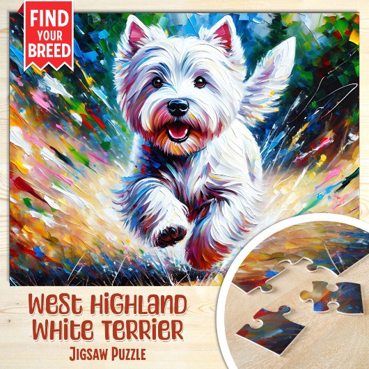 West Highland White Terrier "Westie" Dog Portrait Puzzle