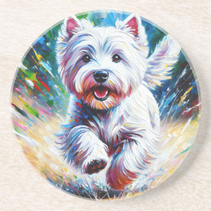 West Highland White Terrier "Westie" Hundeporträt Getränkeuntersetzer