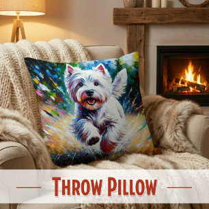 West Highland White Terrier "Westie" Hundeporträt Kissen