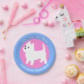 West Highland White Terrier Westie Pink und Blau Pappteller (Party)
