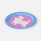 West Highland White Terrier Westie Pink und Blau Pappteller (Schrägansicht)