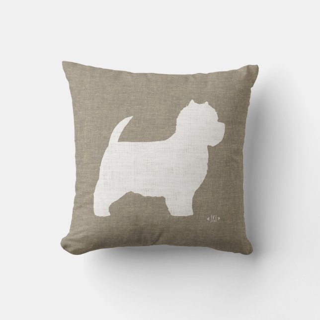 West Highland White Terrier Westie Silhouette Kissen (Vorderseite)