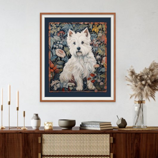 West Highland White Terrier Westie Tapestry Style Fotodruck