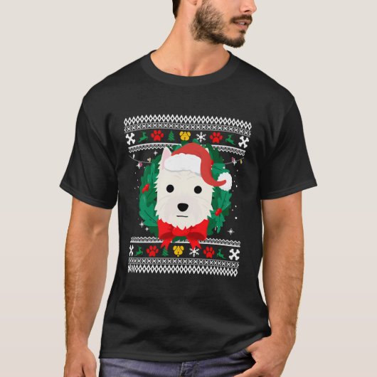 West Highland White Terrier Westie Ugly Christmas T-Shirt (Vorderseite)