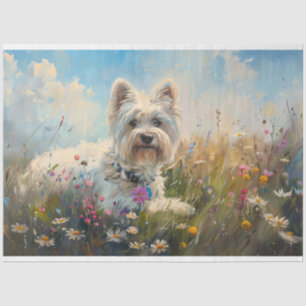 West Highland White Terrier Wildblumen Dekoupage Seidenpapier