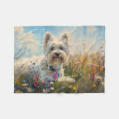West Highland White Terrier Wildblumen Fleecedecke (Vorderseite (Horizontal))