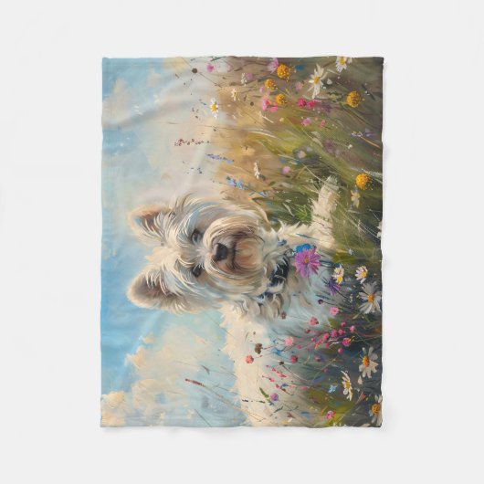 West Highland White Terrier Wildblumen Fleecedecke (Vorderseite)
