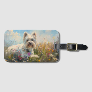 West Highland White Terrier Wildblumen Gepäckanhänger