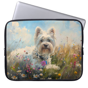 West Highland White Terrier Wildblumen Laptopschutzhülle