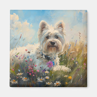 West Highland White Terrier Wildblumen Magnet