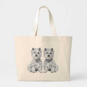 West Highland White Terrier Zwillinge! Jumbo Stoffbeutel