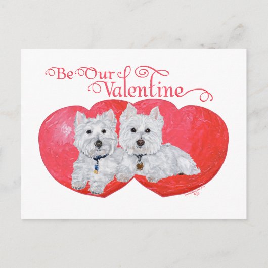 West Highland White Terriers Valentine Feiertagspostkarte (Vorderseite)