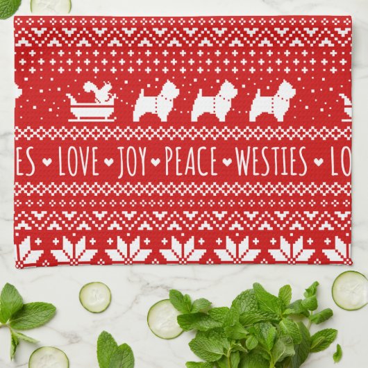 West Highland White Terriers Weihnachtswestie Hund Geschirrtuch (Gefaltet)