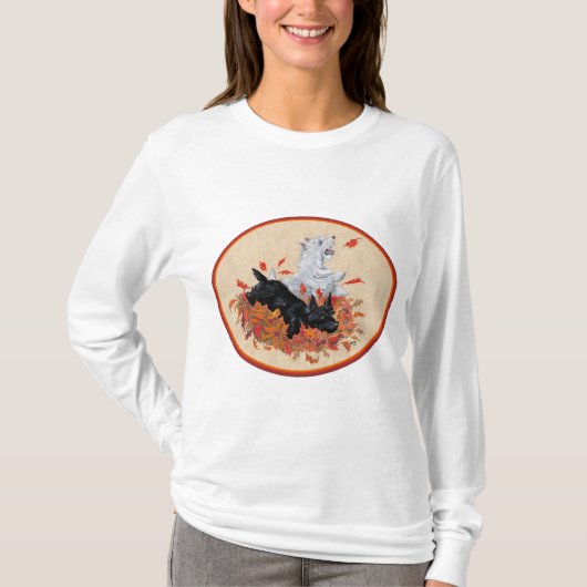 West Highland White und Scottish Terriers Fall T-Shirt (Vorderseite)