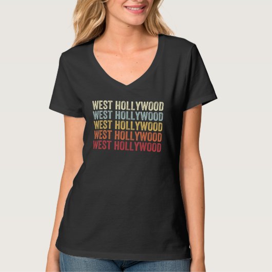 West Hollywood California West Hollywood CA Retro  T-Shirt (Vorderseite)