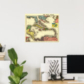 West IndiesPanoramablick KarteWestindien Poster (Heimbüro)