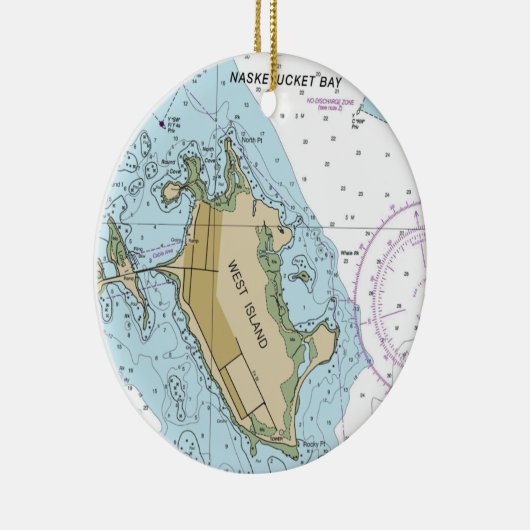 West Island Fairhaven MA Chart Keramik Ornament (Rechts)