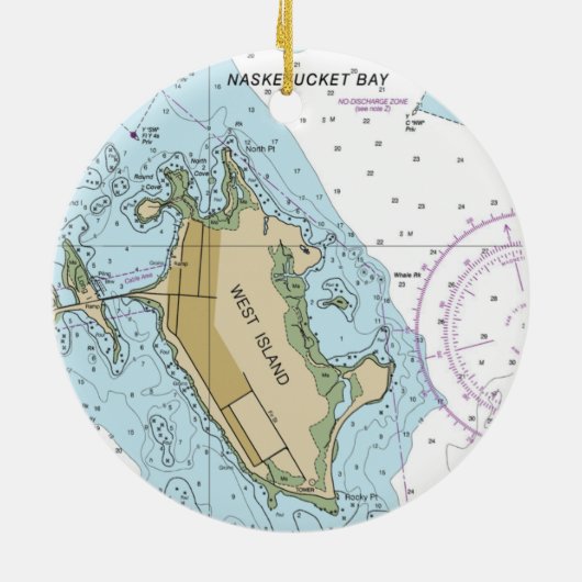 West Island Fairhaven MA Chart Keramik Ornament (Hinten)