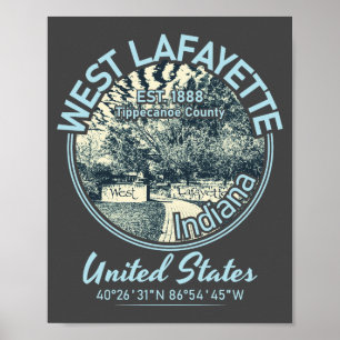 WEST LAFAYETTE CITY - INDIANA RETRO-STIL POSTER