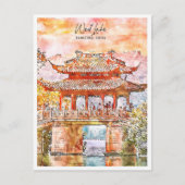 West Lake Hangzhou China Vintage Reise Aquarell Postkarte (Vorderseite)