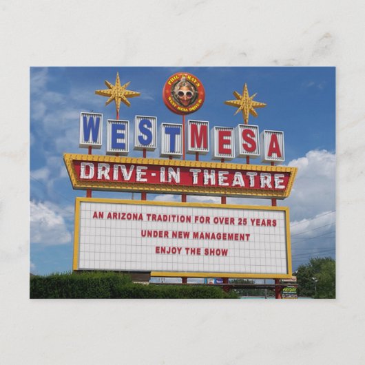 West Mesa Drive-In's Marquee Postcard Postkarte (Vorderseite)