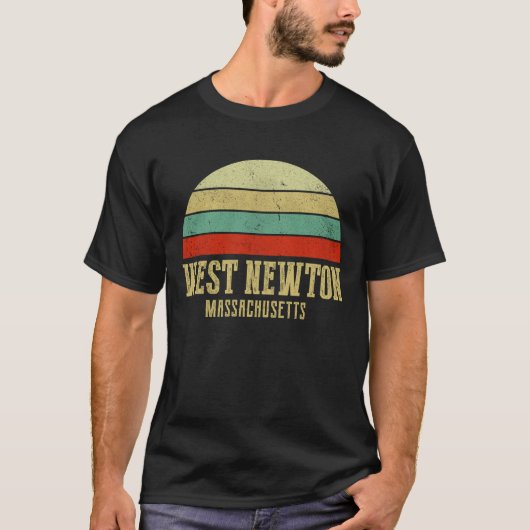 WEST NEWTON MASSACHUSETTS Vintag Retro Sunset T-Shirt (Vorderseite)