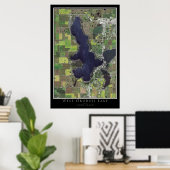West Okoboji Lake Iowa From Space Satellite Map Poster (Heimbüro)