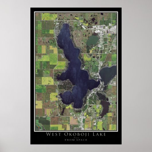 West Okoboji Lake Iowa From Space Satellite Map Poster (Vorne)