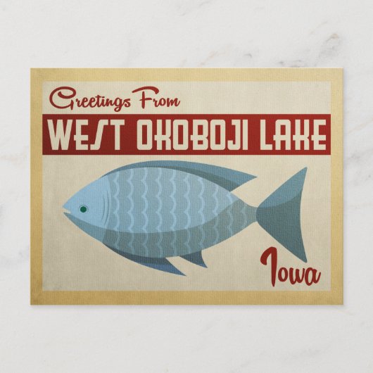 West Okoboji Seen Fischen Postkarte (Vorderseite)