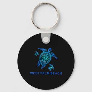 West Palm Beach Blue Tribal Turtle Schlüsselanhänger