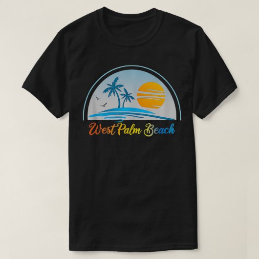 West Palm Beach FL Florida Souvenir Palm Tree Surf T-Shirt (Design vorne)