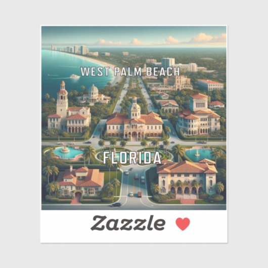 West Palm Beach Florida 3 Inch Vinyl Sticker (Blatt)