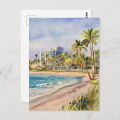 West Palm Beach, Florida, Aquarellmalerei Postkarte (Vorne/Hinten)