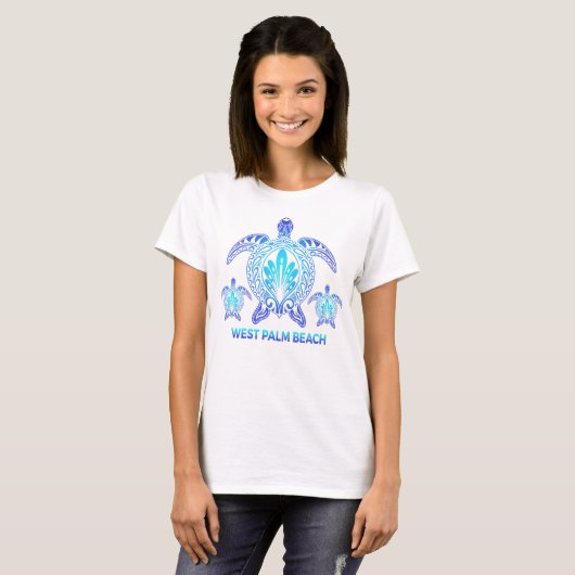 West Palm Beach Florida Blue Sea Turtle Souvenirs T-Shirt (Vorne ganz)