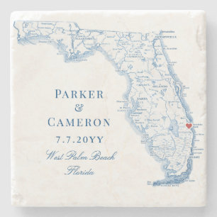 West Palm Beach Florida Karte Elegant Hochzeit Steinuntersetzer