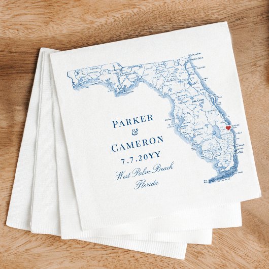 West Palm Beach Florida Karte Serviette