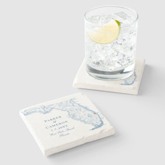 West Palm Beach Florida Karte Steinuntersetzer (Seitenansicht)