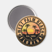 West Palm Beach Florida Retro Sunset Souvenirs Magnet (Vorderseite/Rückseite)